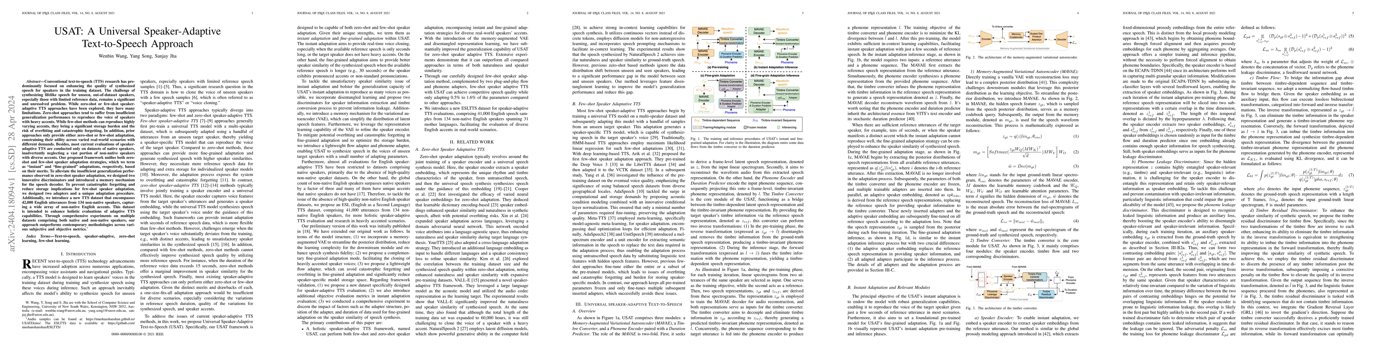 Thumbnail for USAT: A Universal Speaker-Adaptive Text-to-Speech Approach