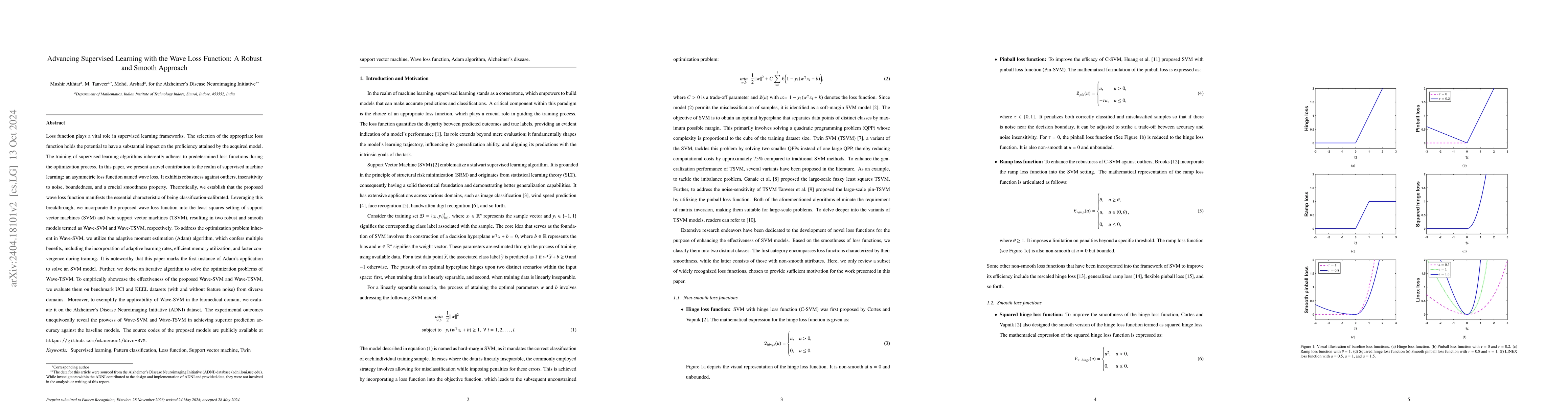 Thumbnail for Advancing Supervised Learning with the Wave Loss Function: A Robust and
  Smooth Approach