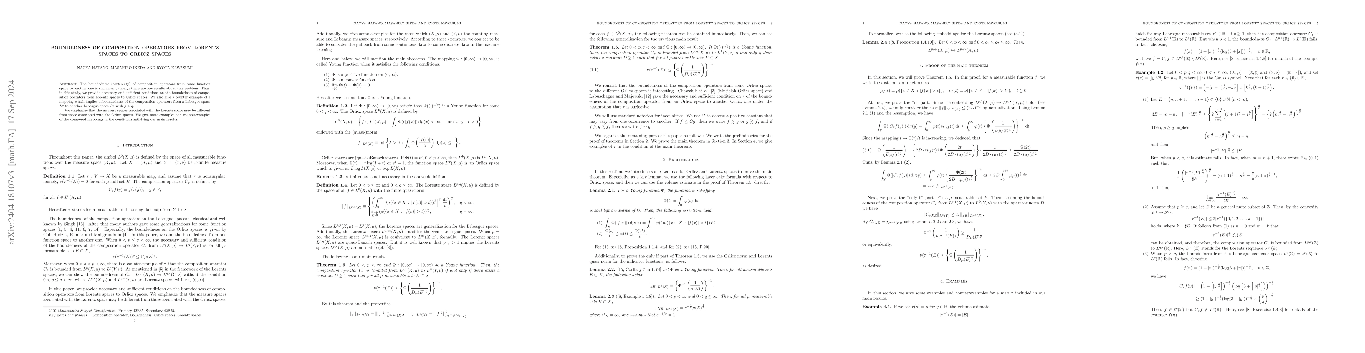 Thumbnail for Boundedness of composition operators from Lorentz spaces to Orlicz
  spaces