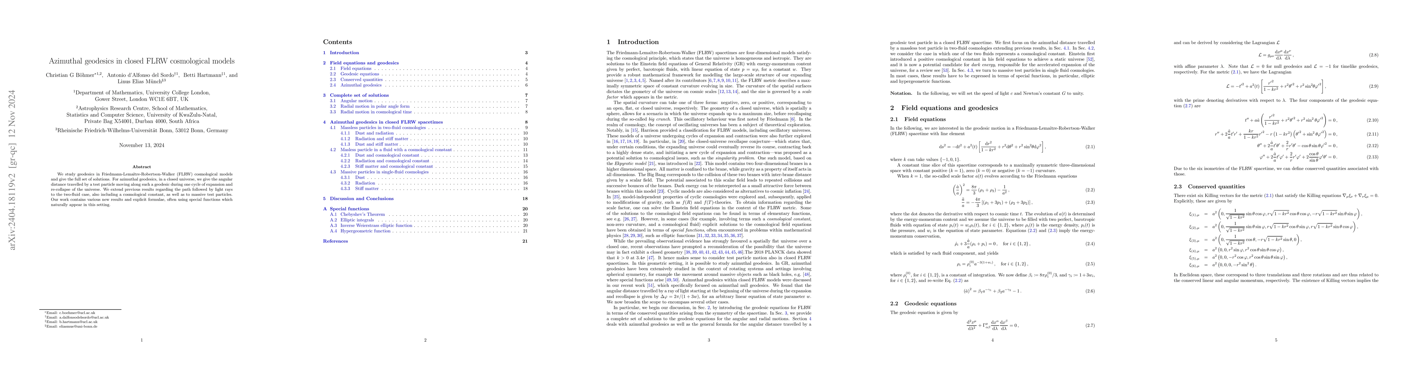 Thumbnail for Azimuthal geodesics in closed FLRW cosmologies II