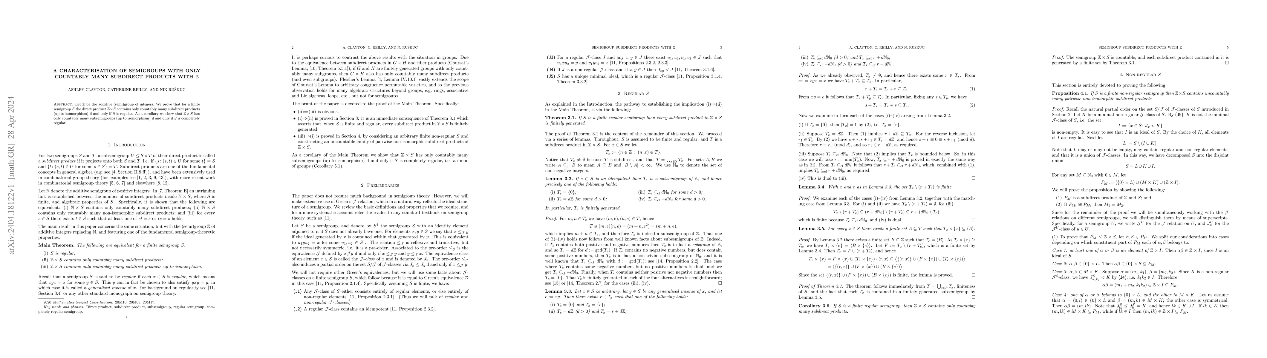 Thumbnail for A characterisation of semigroups with only countably many subdirect
  products with $\mathbb{Z}$