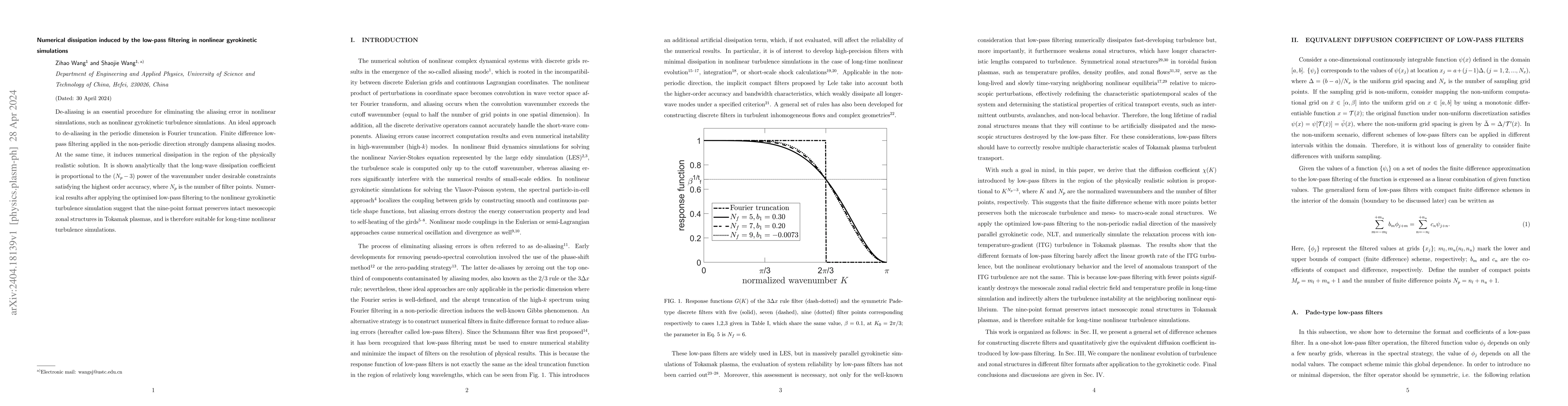 Thumbnail for Numerical dissipation induced by the low-pass filtering in nonlinear
  gyrokinetic simulations