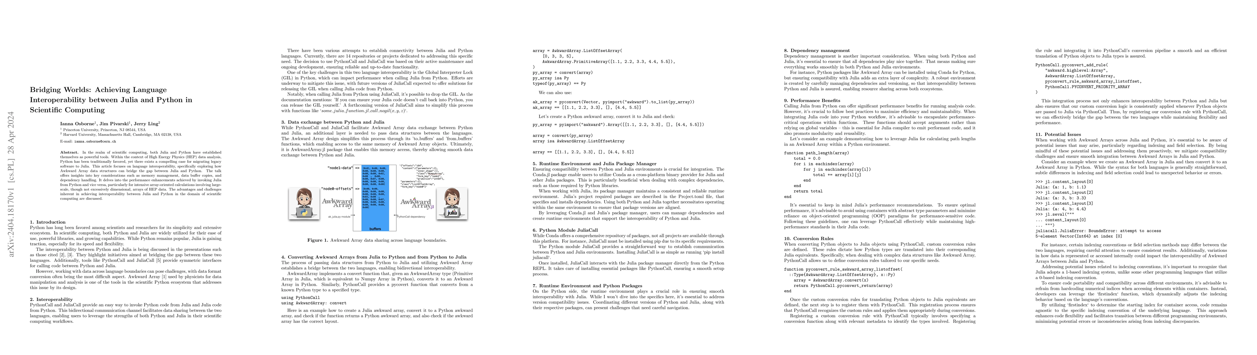 Thumbnail for Bridging Worlds: Achieving Language Interoperability between Julia and
  Python in Scientific Computing