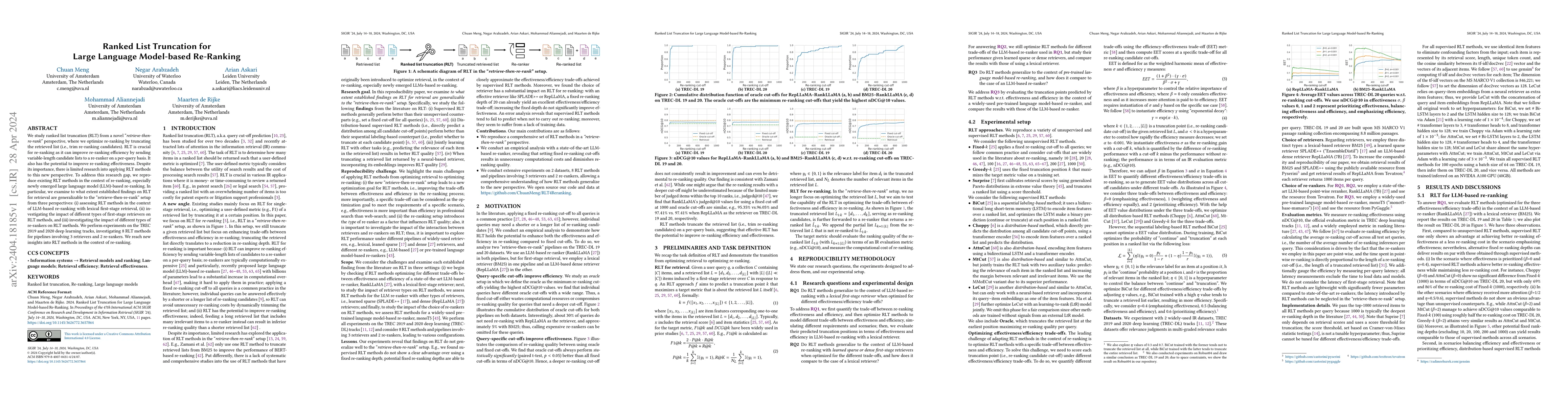 Thumbnail for Ranked List Truncation for Large Language Model-based Re-Ranking