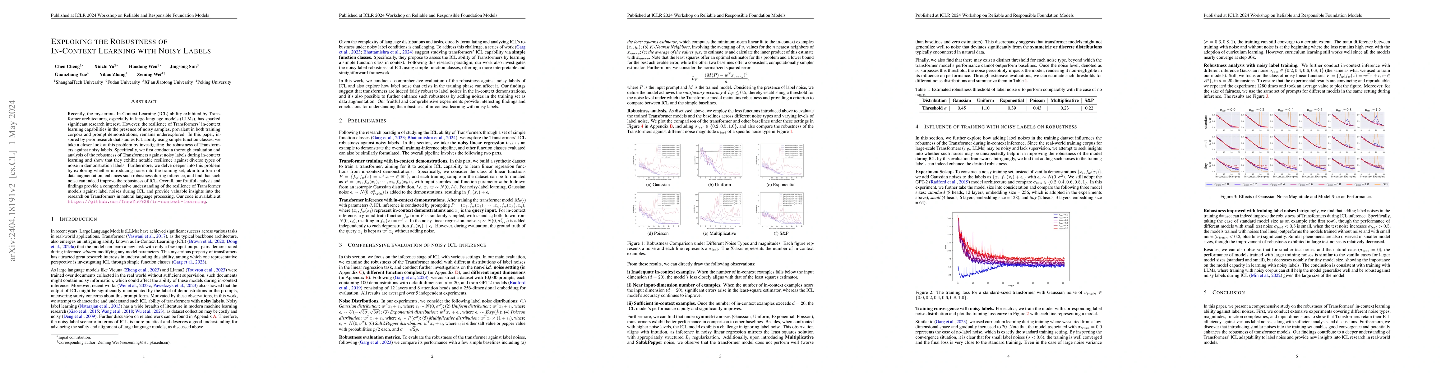 Thumbnail for Exploring the Robustness of In-Context Learning with Noisy Labels