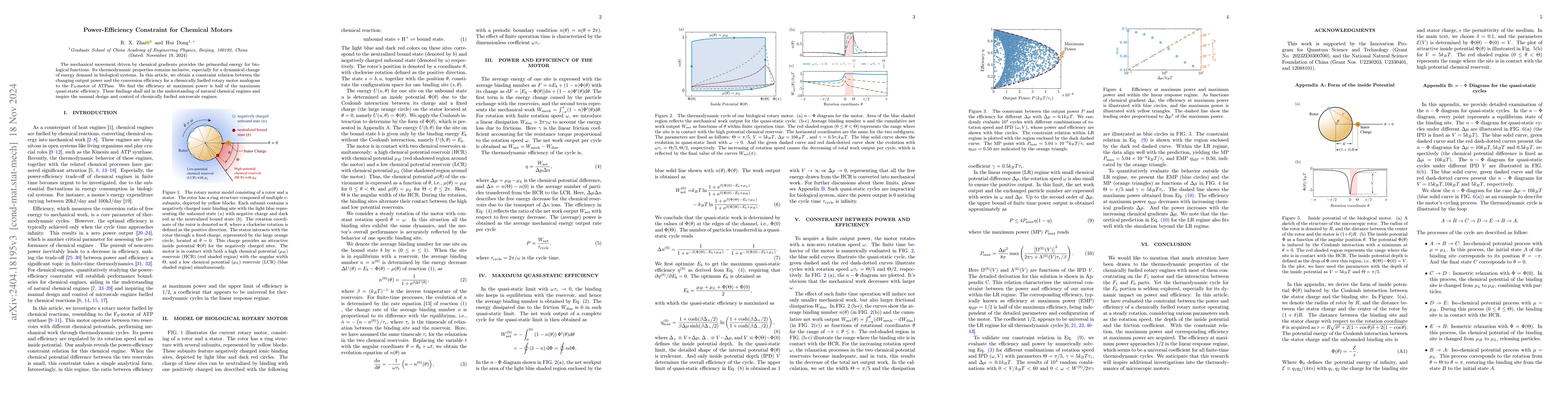 Thumbnail for Power-Efficiency Constraint for Biological Rotary Motor Driven by
  Chemical Gradient