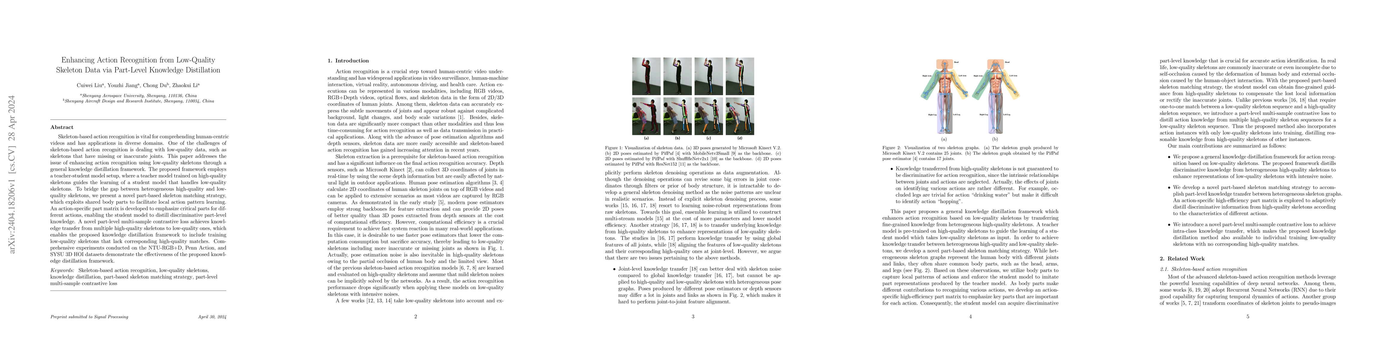 Thumbnail for Enhancing Action Recognition from Low-Quality Skeleton Data via
  Part-Level Knowledge Distillation