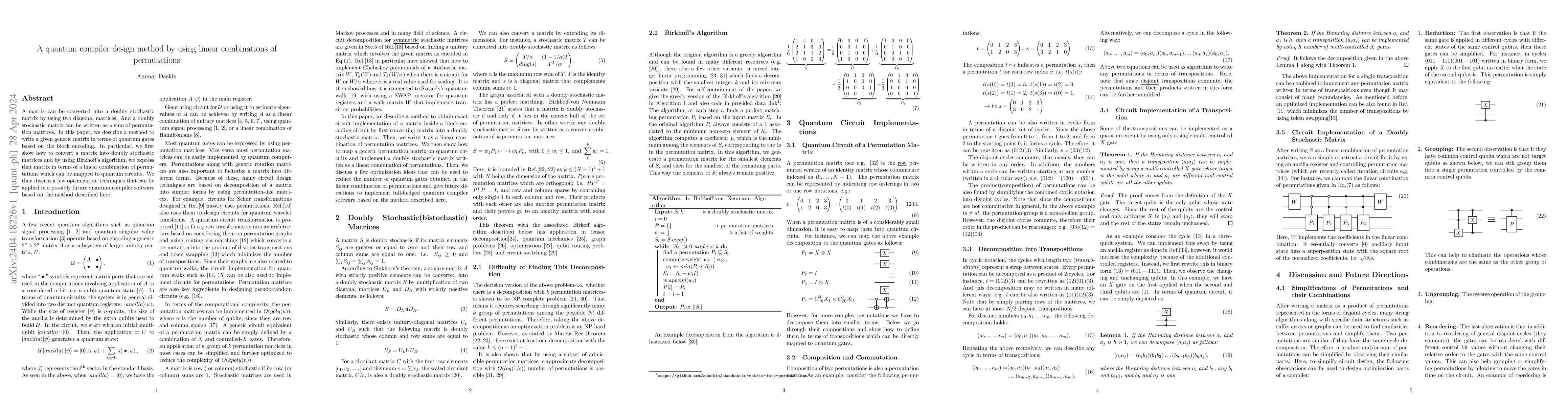 Thumbnail for A quantum compiler design method by using linear combinations of
  permutations