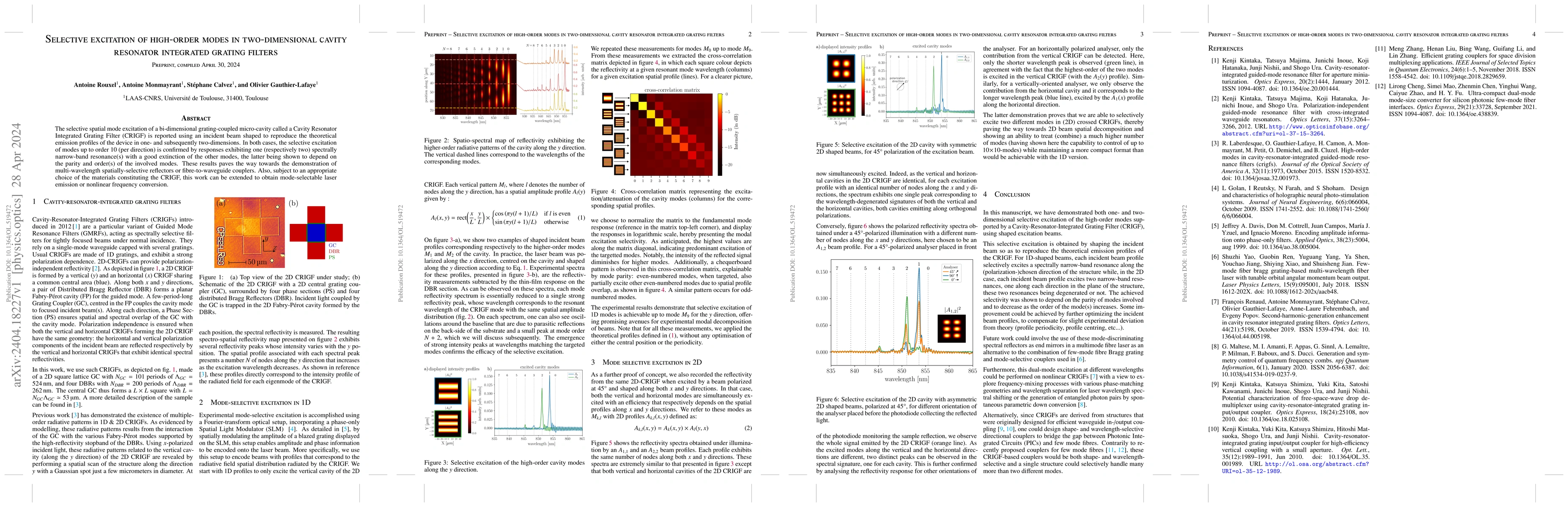 Thumbnail for Selective excitation of high-order modes in two-dimensional cavity
  resonator integrated grating filters