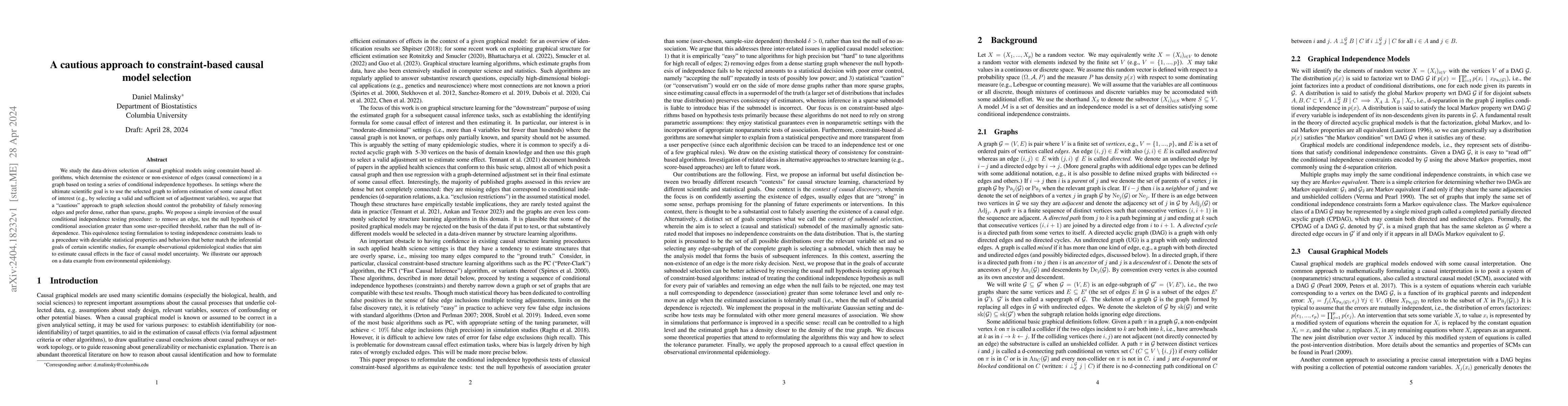 Thumbnail for A cautious approach to constraint-based causal model selection