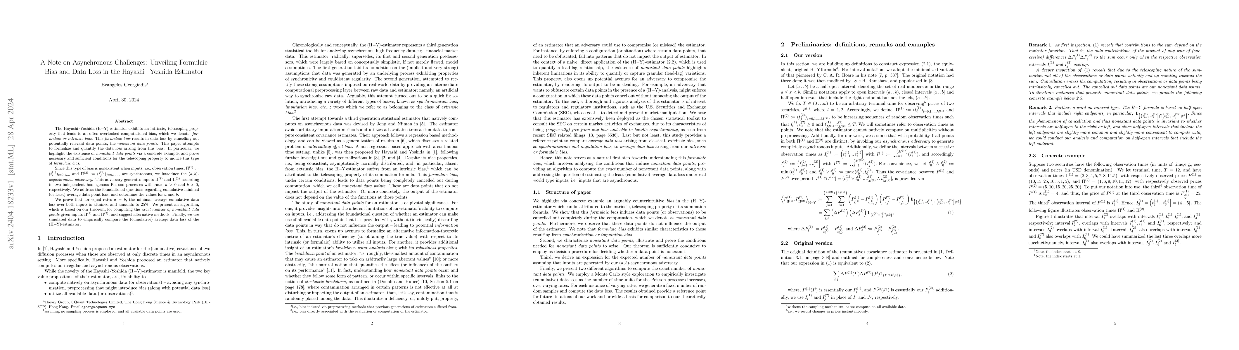 Thumbnail for A Note on Asynchronous Challenges: Unveiling Formulaic Bias and Data
  Loss in the Hayashi-Yoshida Estimator