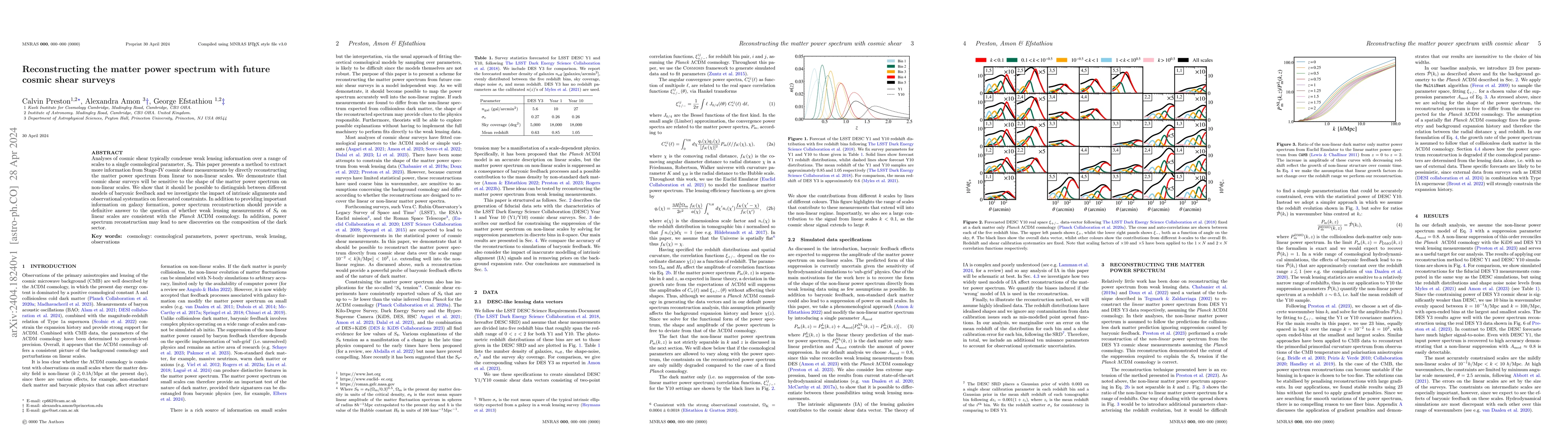 Thumbnail for Reconstructing the matter power spectrum with future cosmic shear
  surveys