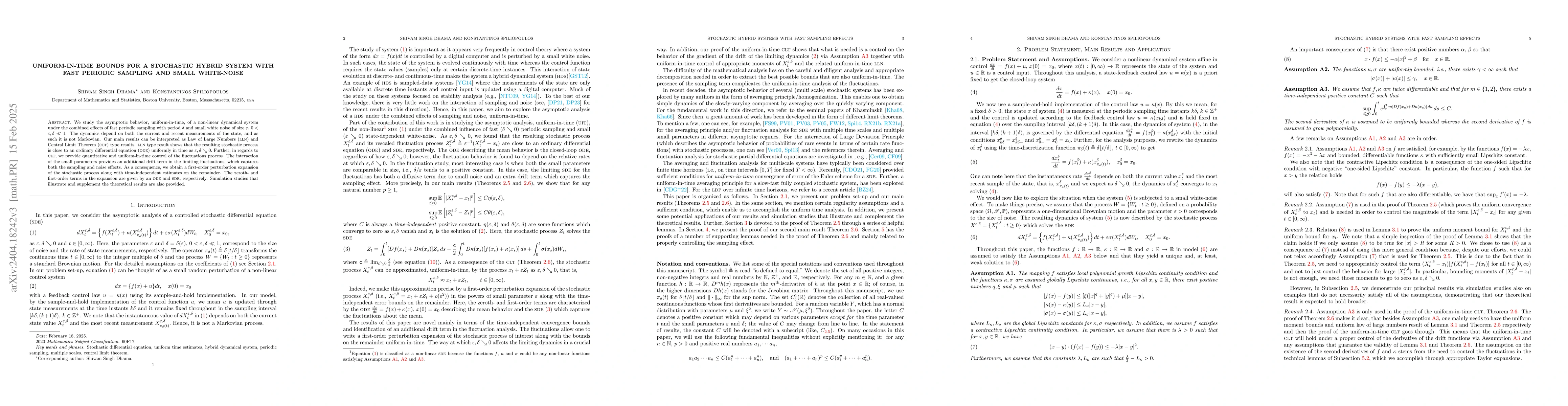 Thumbnail for Uniform in time bounds for a stochastic hybrid system with fast periodic
  sampling and small white-noise