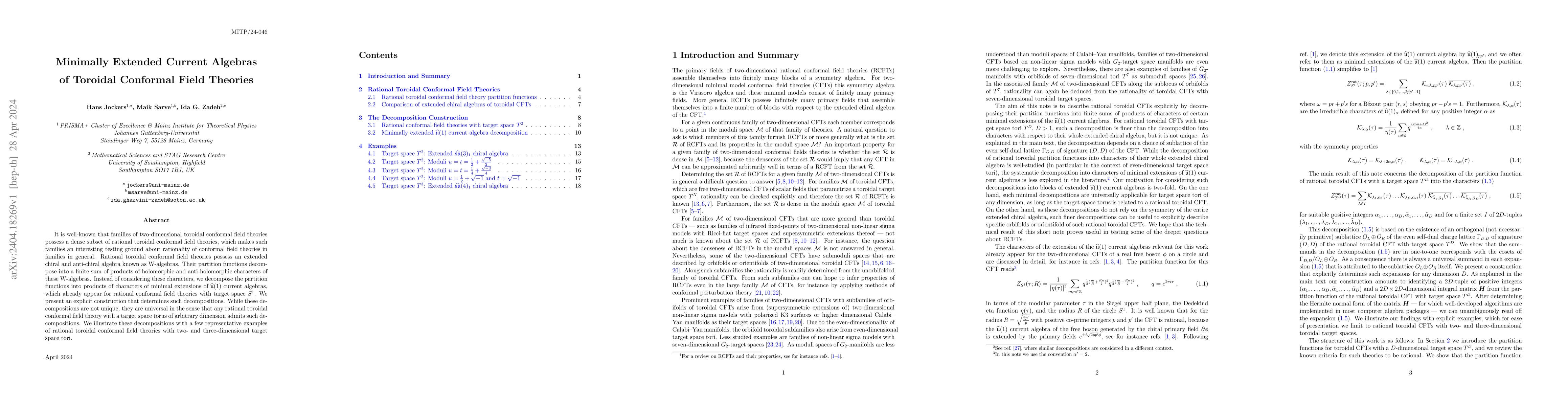 Thumbnail for Minimally Extended Current Algebras of Toroidal Conformal Field Theories
