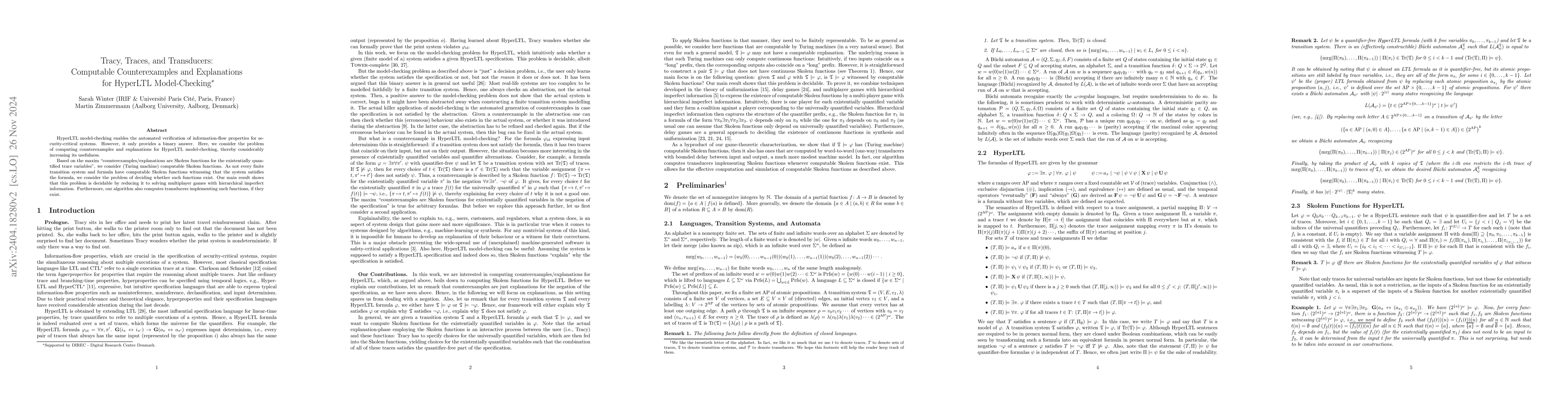 Thumbnail for Tracy, Traces, and Transducers: Computable Counterexamples and
  Explanations for HyperLTL Model-Checking