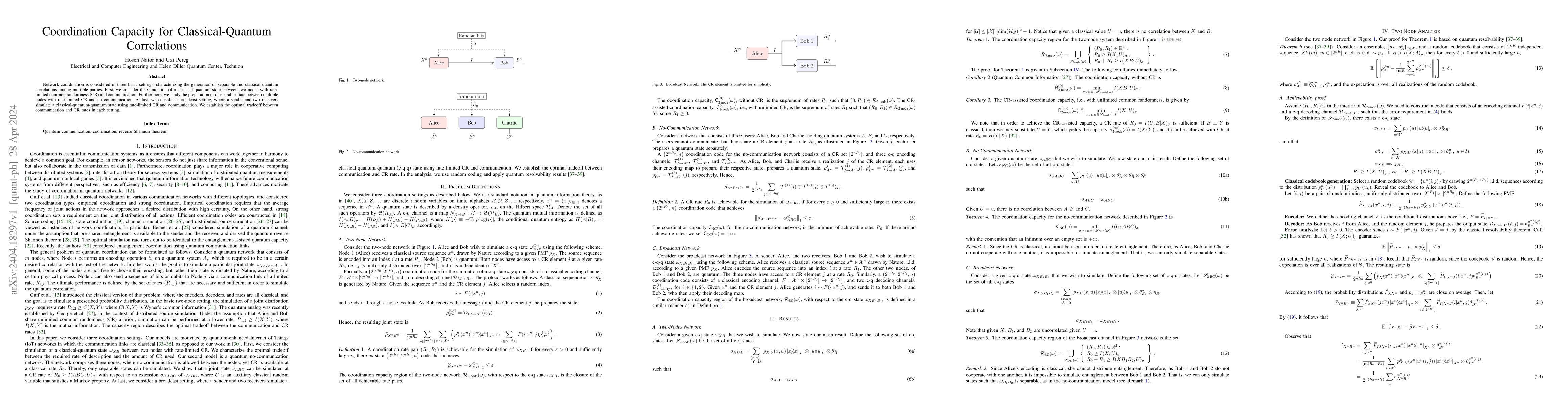 Thumbnail for Coordination Capacity for Classical-Quantum Correlations