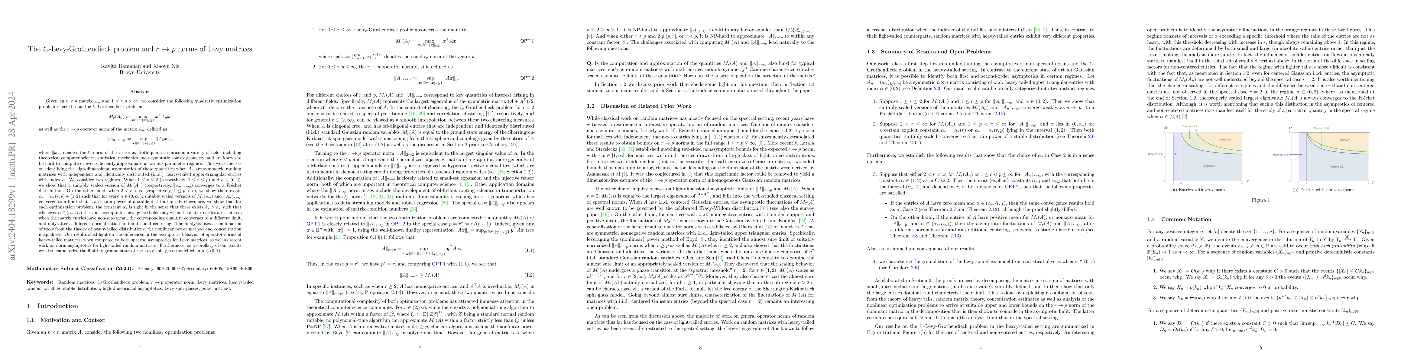 Thumbnail for The $\ell_r$-Levy-Grothendieck problem and $r\rightarrow p$ norms of
  Levy matrices