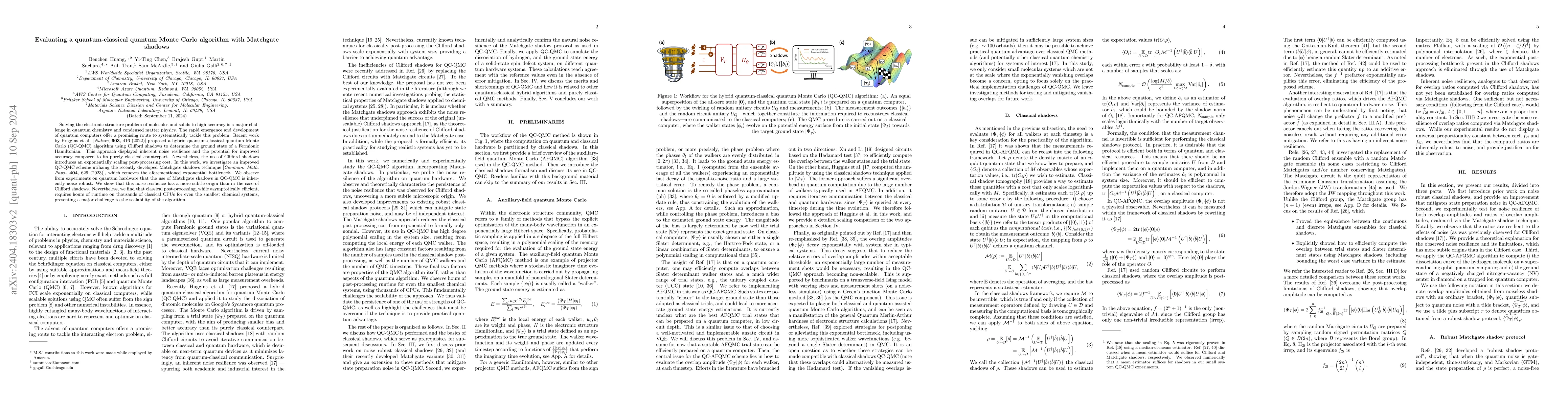 Thumbnail for Evaluating a quantum-classical quantum Monte Carlo algorithm with
  Matchgate shadows