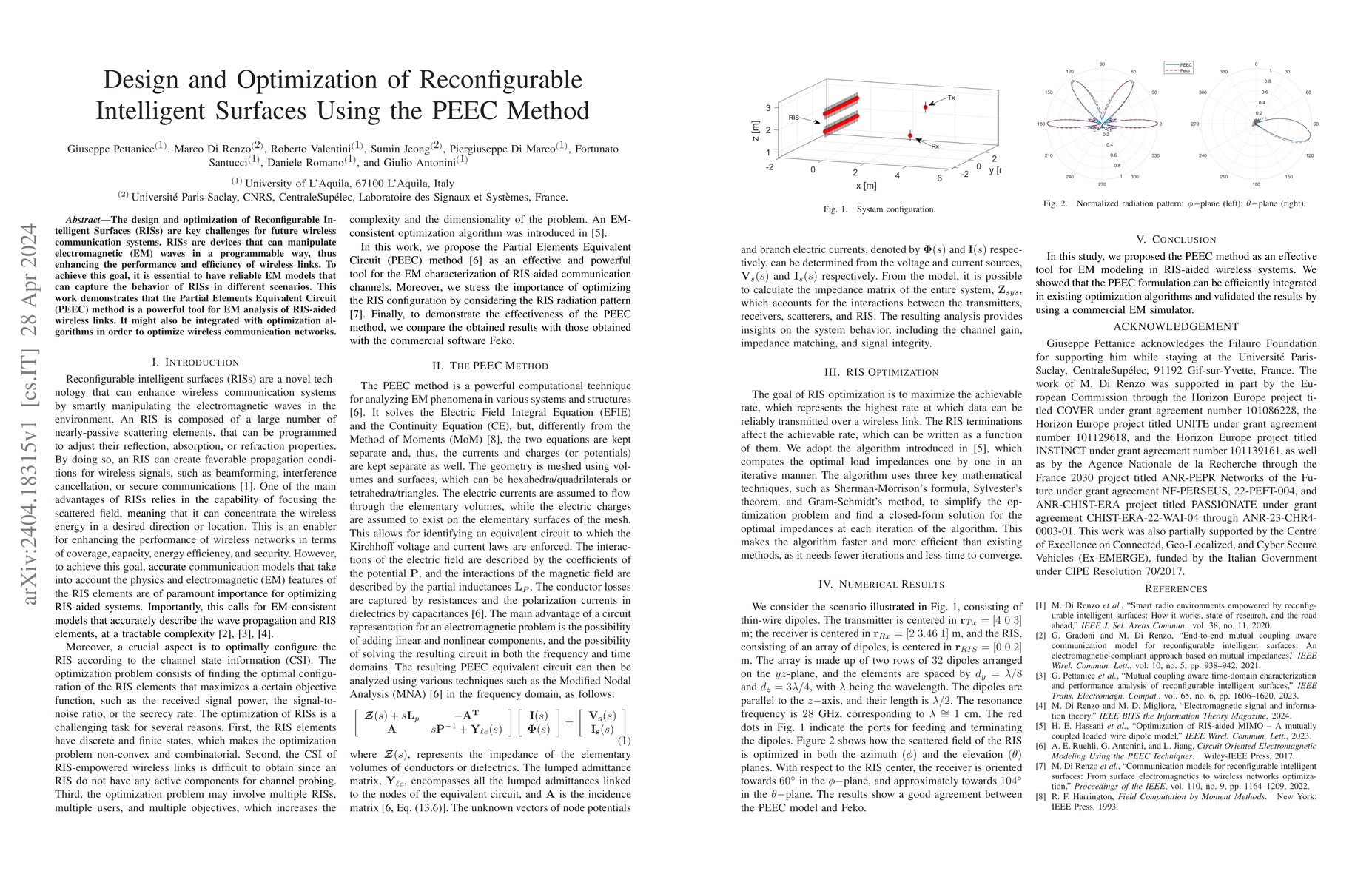 Thumbnail for Design and Optimization of Reconfigurable Intelligent Surfaces Using the
  PEEC Method