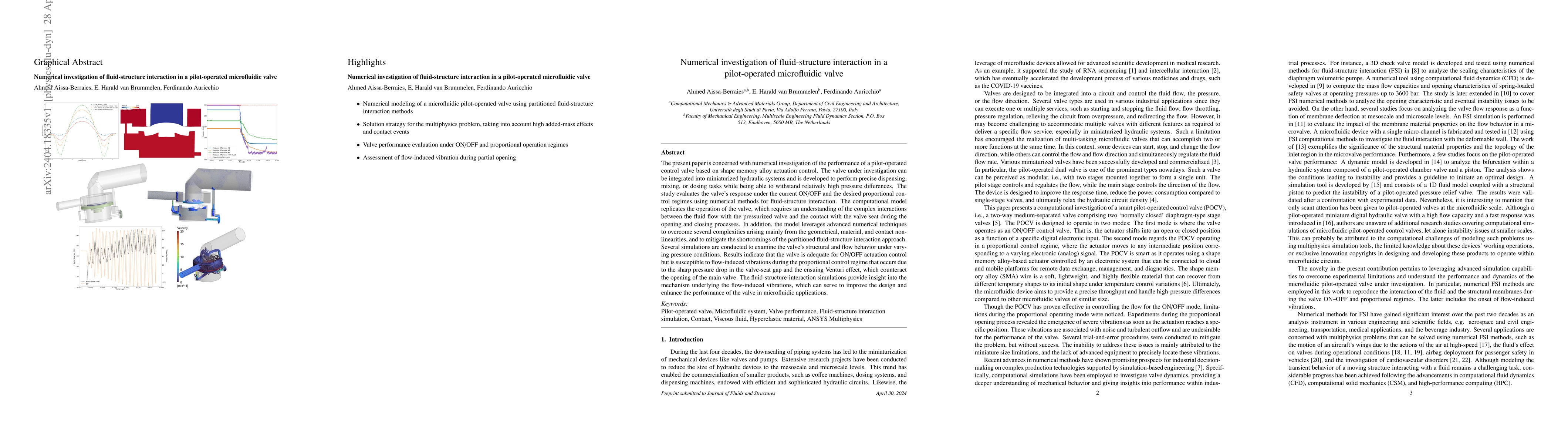 Thumbnail for Numerical investigation of fluid-structure interaction in a
  pilot-operated microfluidic valve