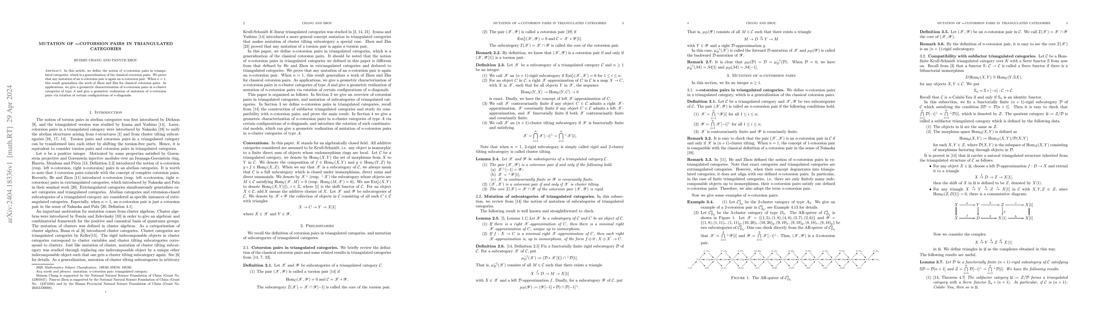 Thumbnail for Mutation of $n$-cotorsion pairs in triangulated categories