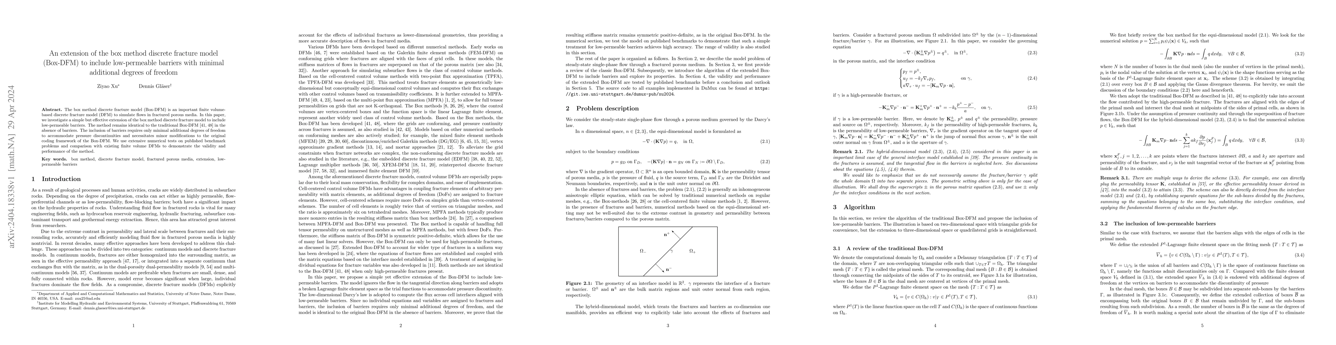 Thumbnail for An extension of the box method discrete fracture model (Box-DFM) to
  include low-permeable barriers with minimal additional degrees of freedom