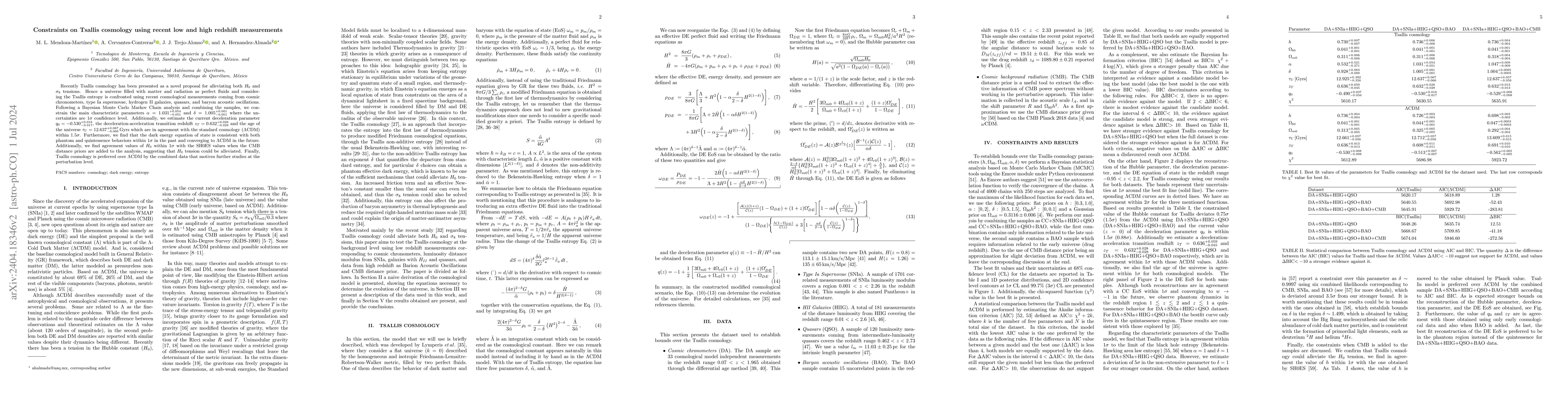 Thumbnail for Constraints on Tsallis cosmology using recent low and high redshift
  measurements