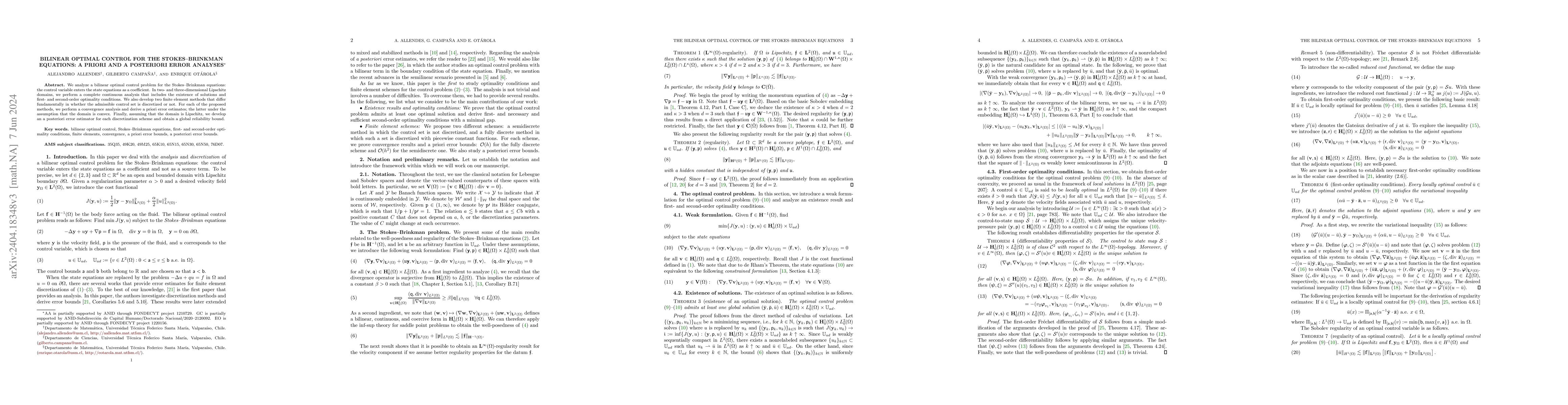 Thumbnail for Bilinear optimal control for the Stokes-Brinkman equations: a priori and
  a posteriori error analyses