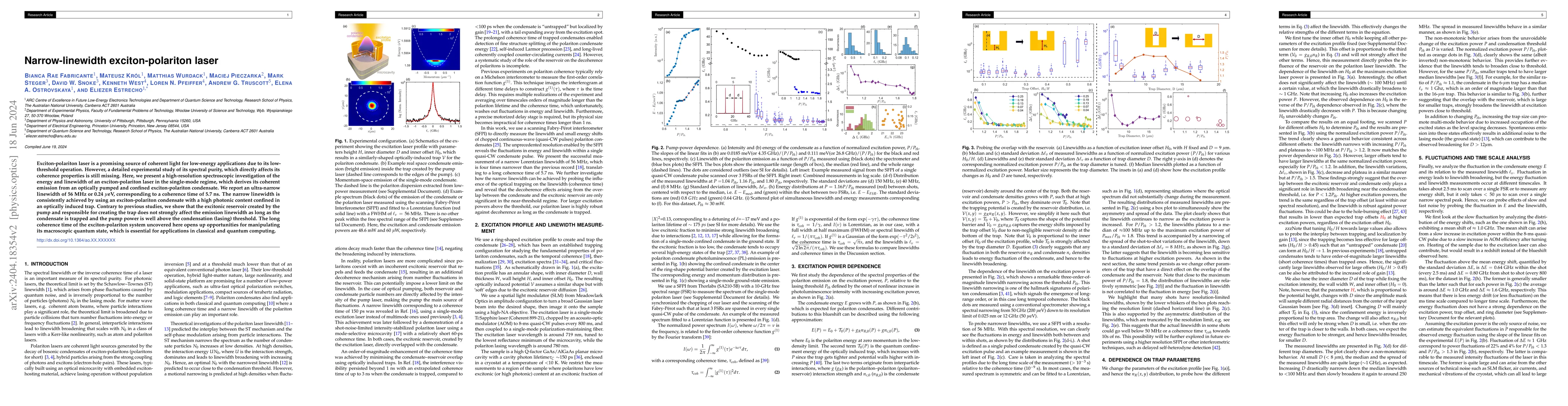 Thumbnail for Narrow-linewidth exciton-polariton laser