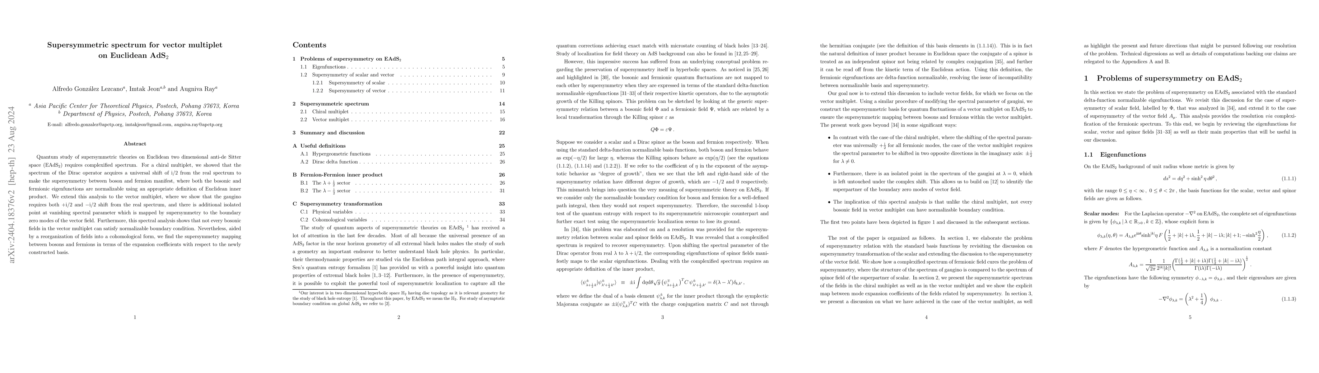 Thumbnail for Supersymmetric spectrum for vector multiplet on Euclidean AdS$_2$
