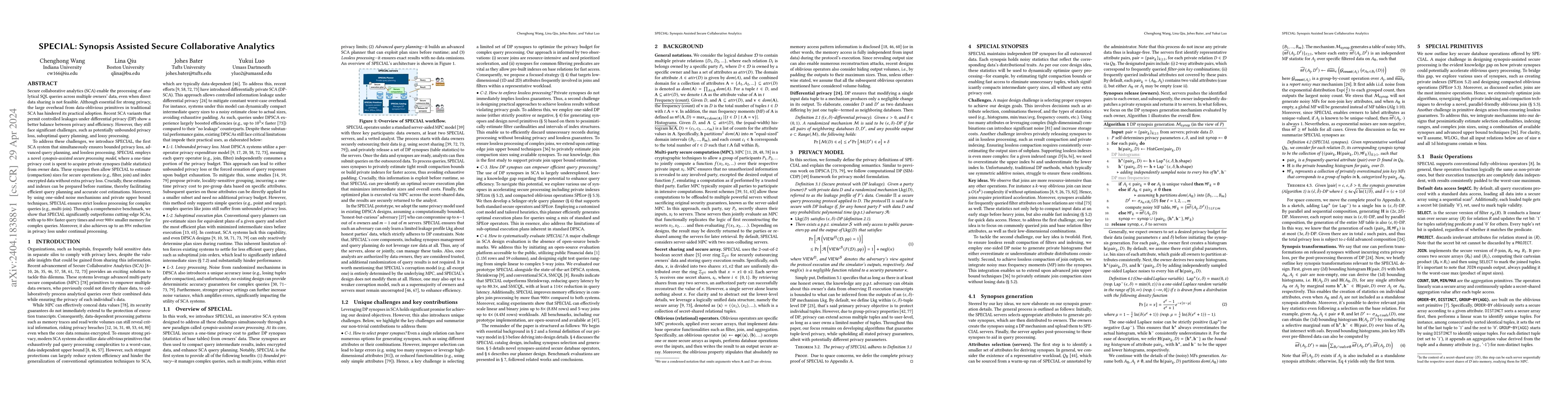 Thumbnail for SPECIAL: Synopsis Assisted Secure Collaborative Analytics