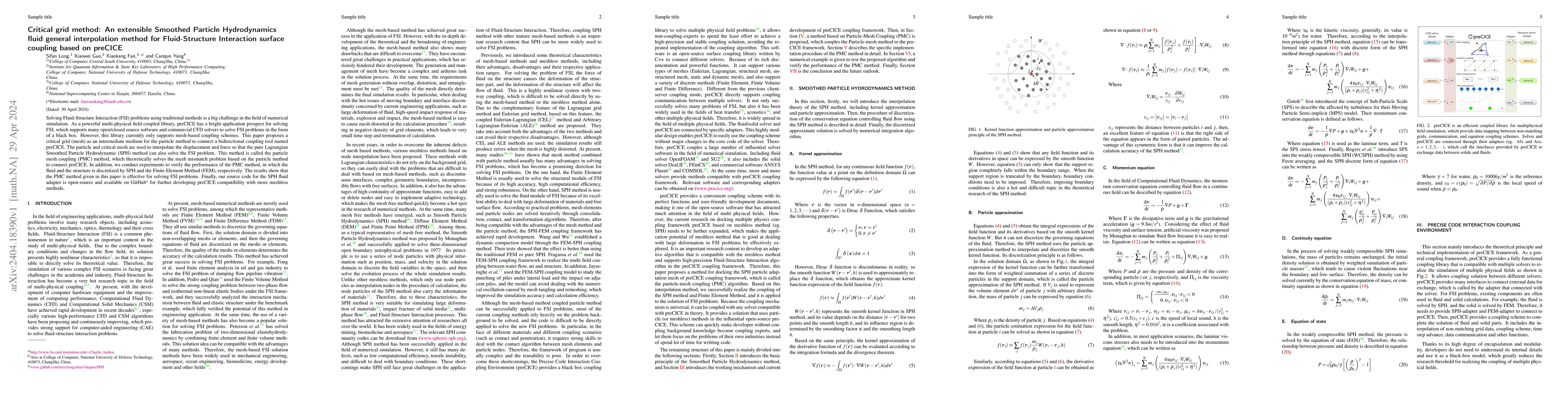 Thumbnail for Critical grid method: An extensible Smoothed Particle Hydrodynamics
  fluid general interpolation method for Fluid-Structure Interaction surface
  coupling based on preCICE