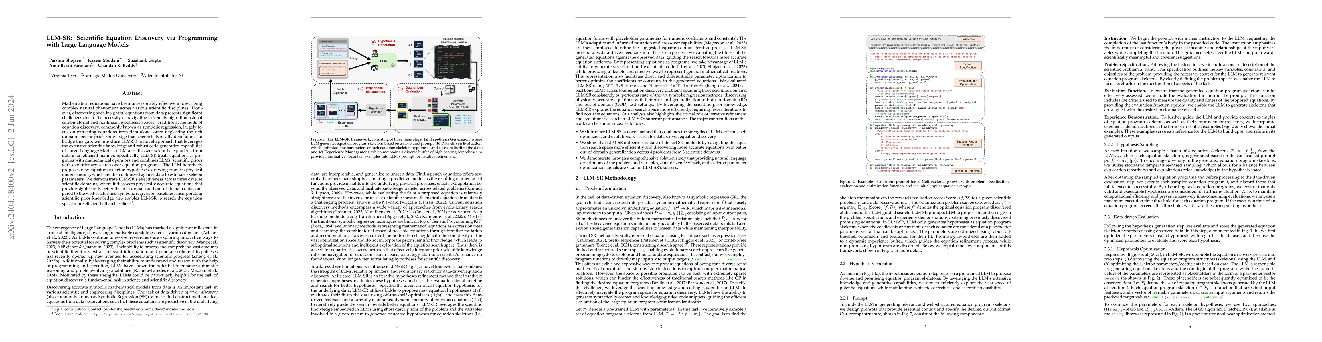 Thumbnail for LLM-SR: Scientific Equation Discovery via Programming with Large
  Language Models