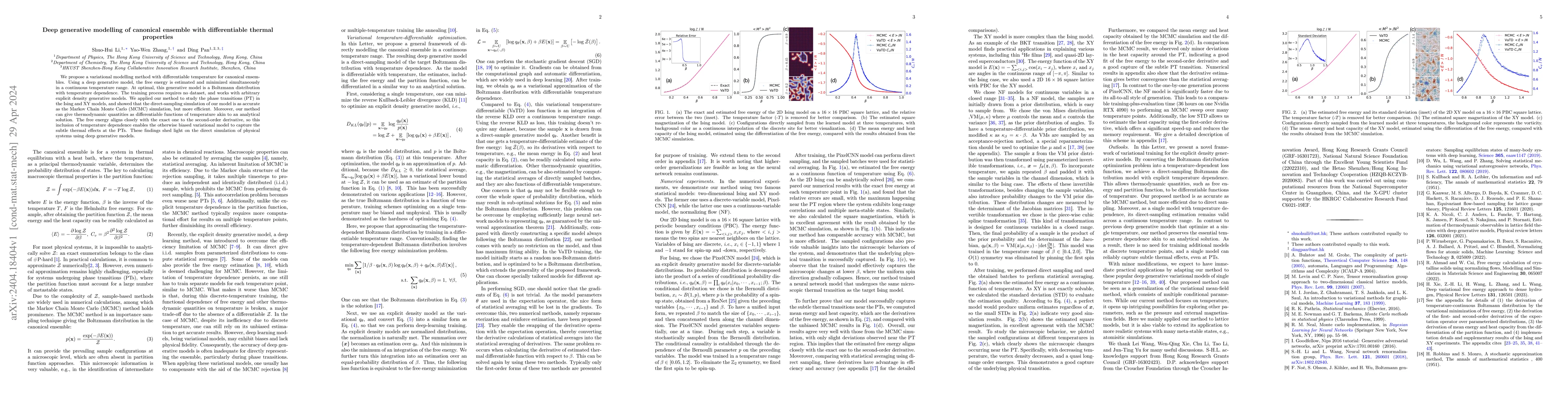 Thumbnail for Deep generative modelling of canonical ensemble with differentiable
  thermal properties