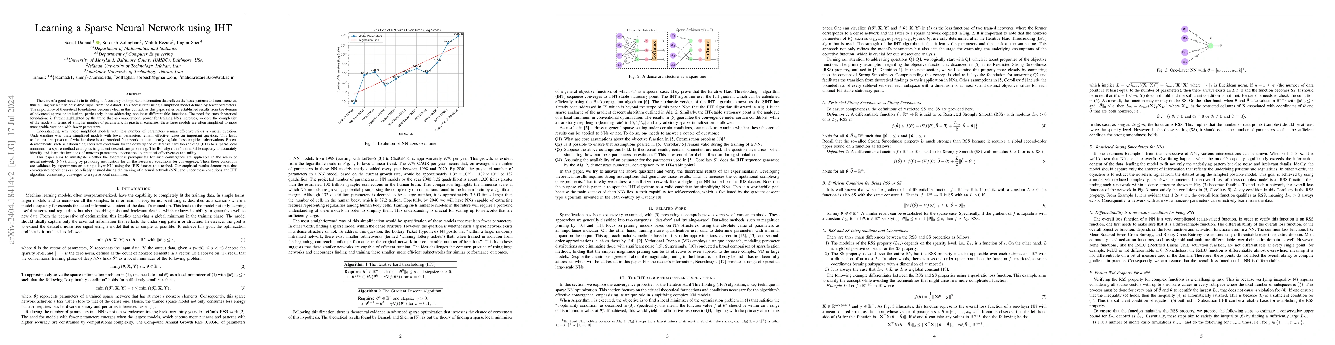Thumbnail for Learning a Sparse Neural Network using IHT