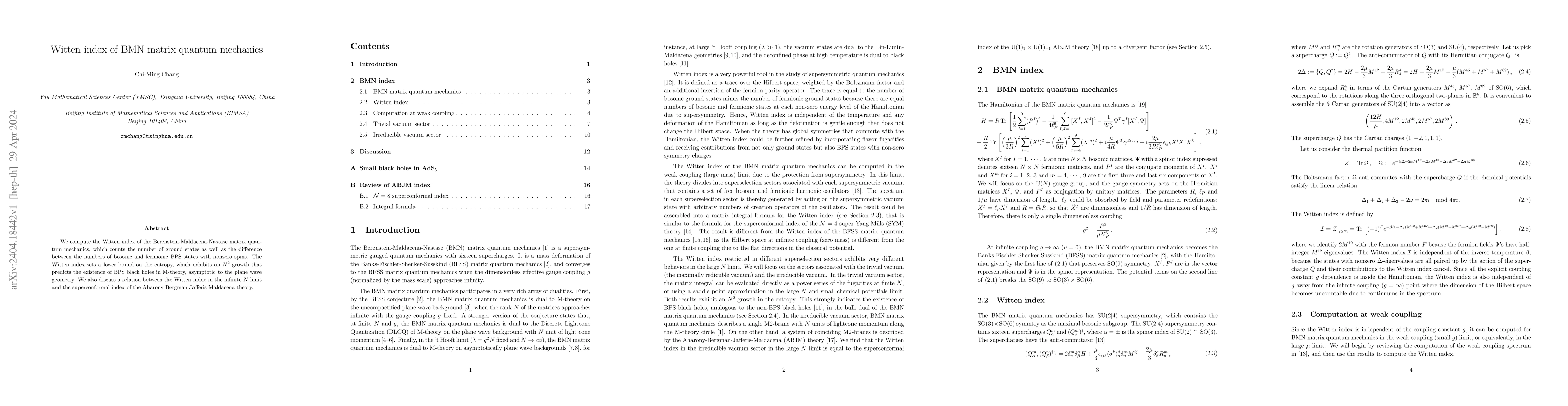 Thumbnail for Witten index of BMN matrix quantum mechanics
