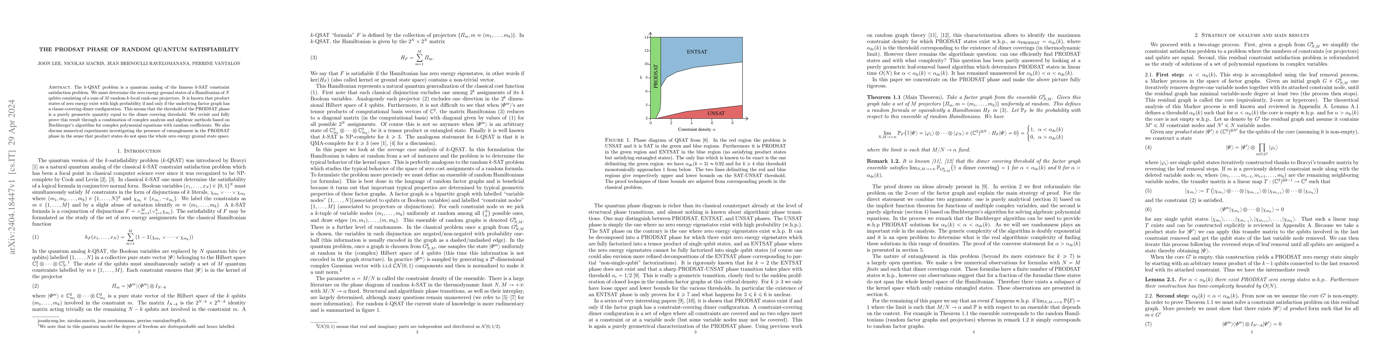 Thumbnail for The PRODSAT phase of random quantum satisfiability