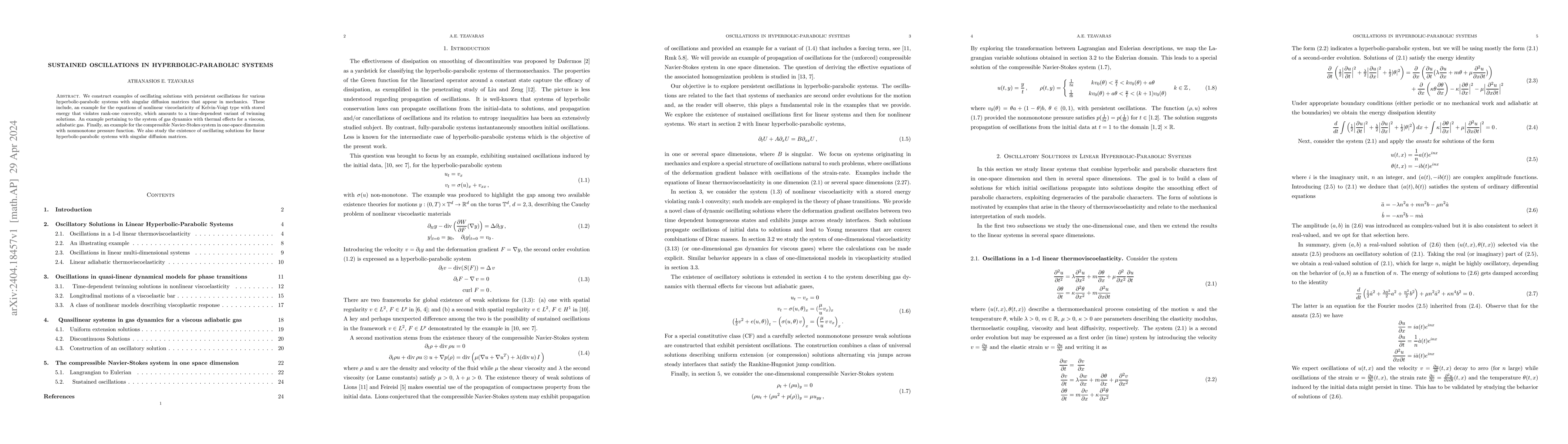 Thumbnail for Sustained Oscillations in Hyperbolic-Parabolic Systems