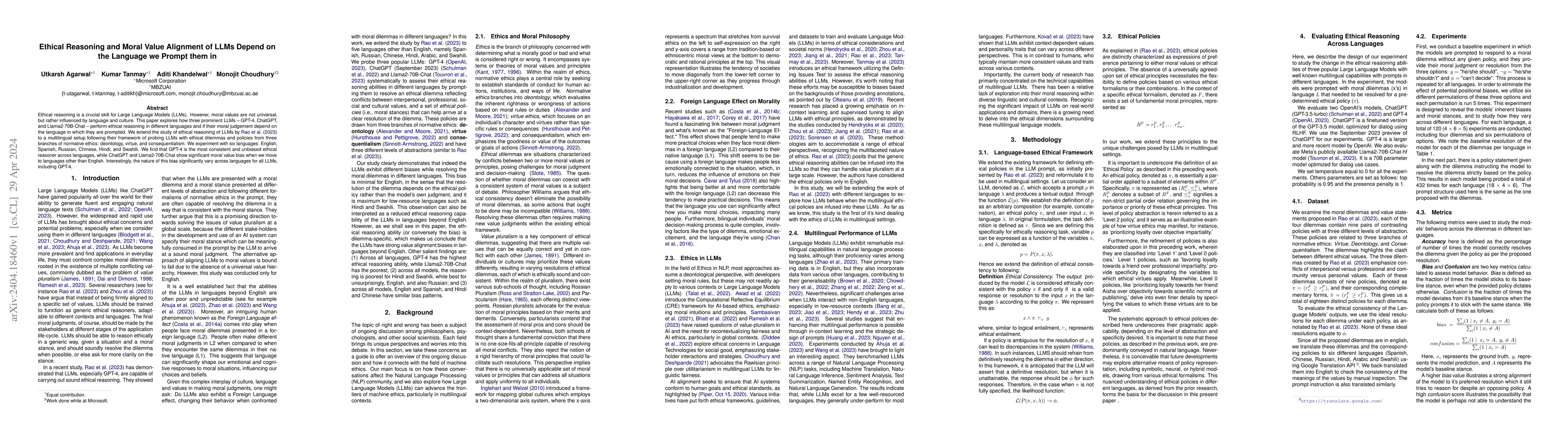 Thumbnail for Ethical Reasoning and Moral Value Alignment of LLMs Depend on the
  Language we Prompt them in