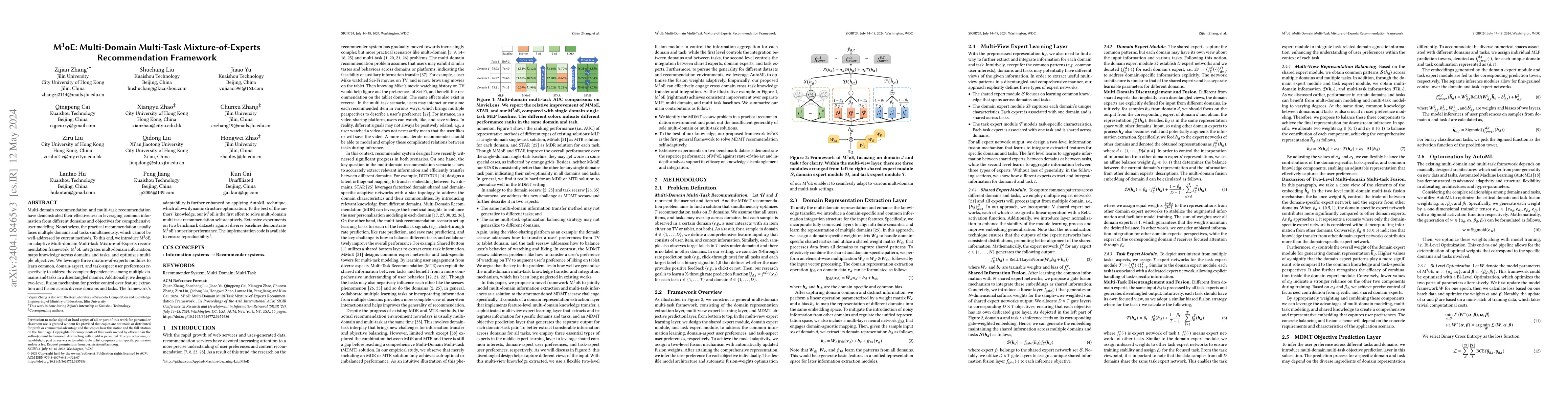 Thumbnail for M3oE: Multi-Domain Multi-Task Mixture-of Experts Recommendation
  Framework