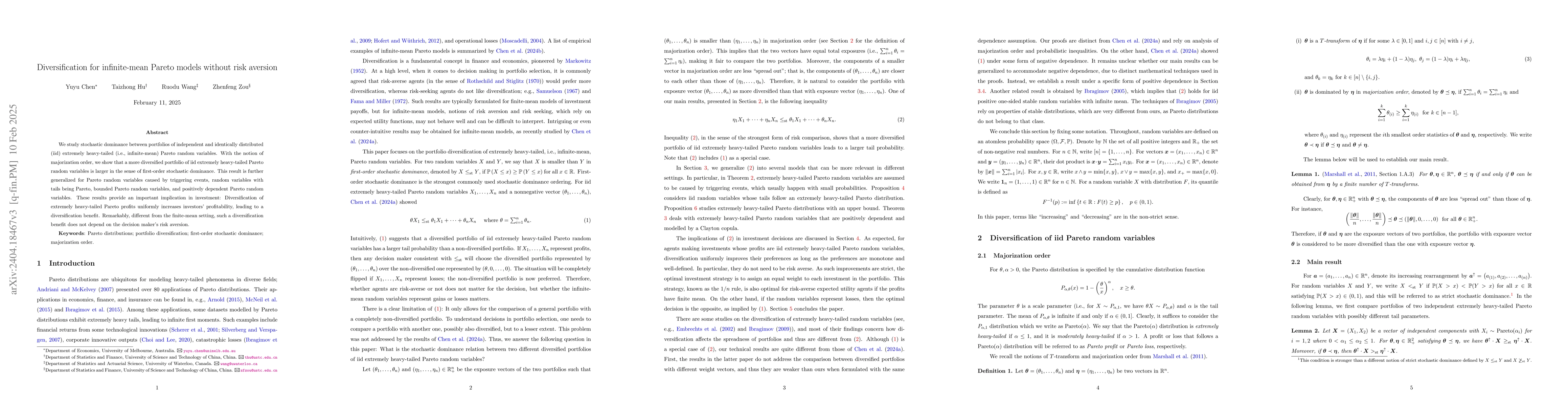 Thumbnail for Dominance between combinations of infinite-mean Pareto random variables