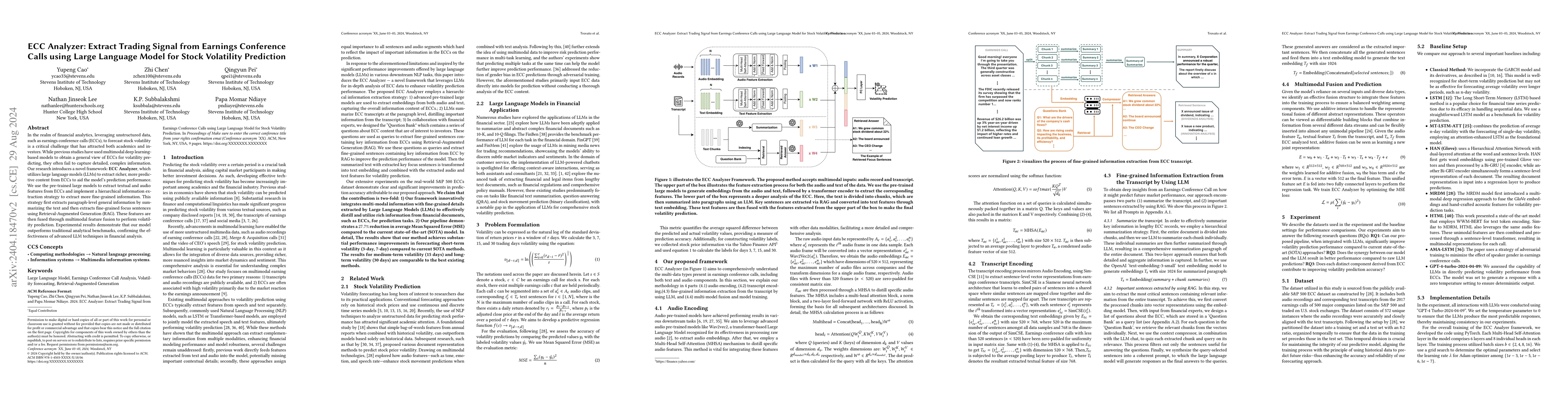 Thumbnail for ECC Analyzer: Extract Trading Signal from Earnings Conference Calls
  using Large Language Model for Stock Performance Prediction