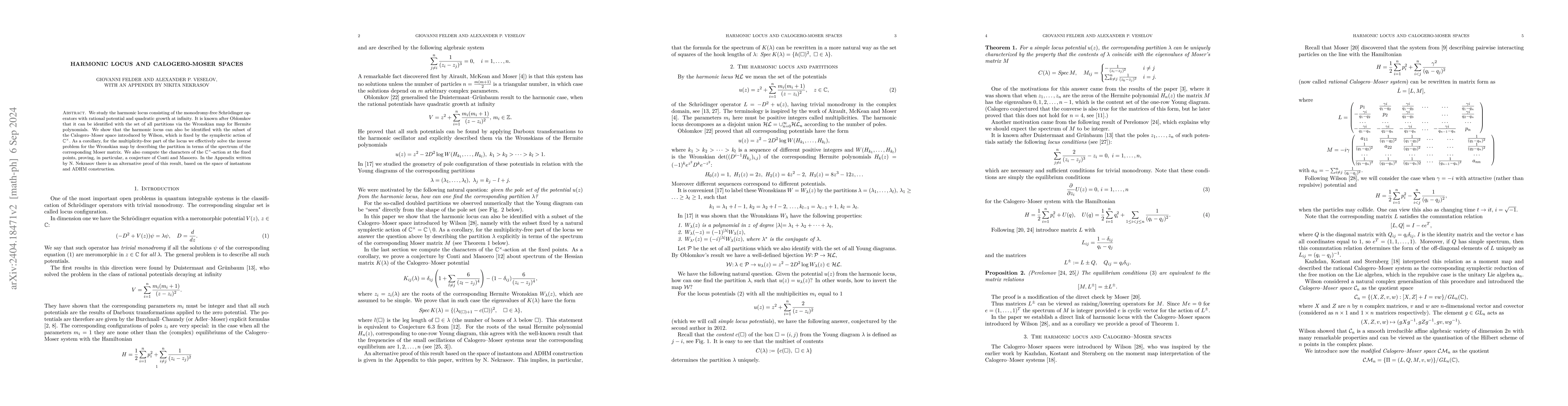 Thumbnail for Harmonic locus and Calogero-Moser spaces