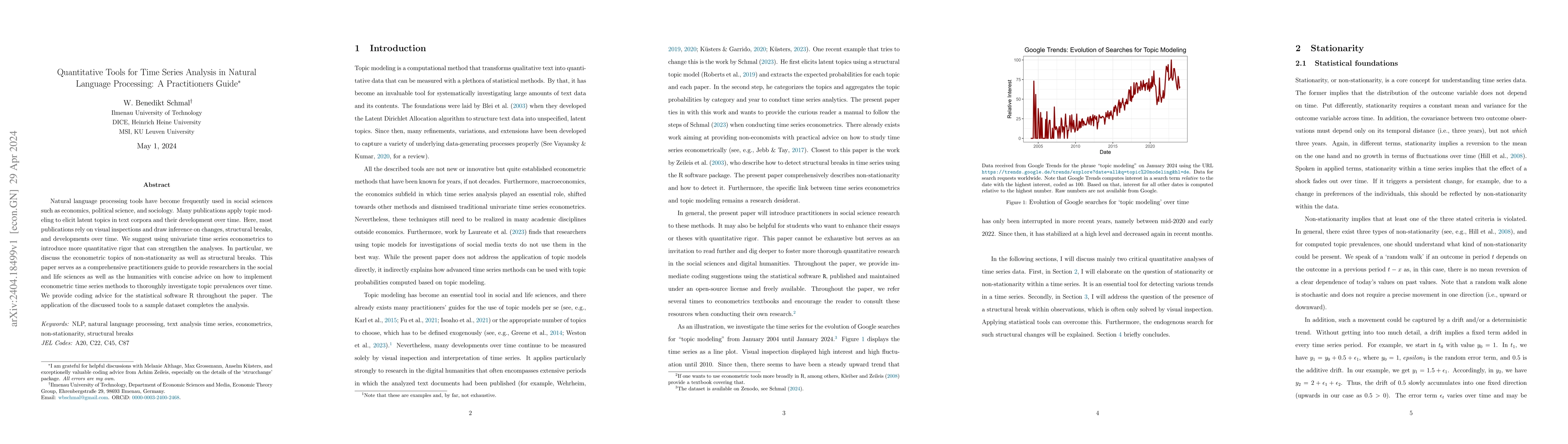 Thumbnail for Quantitative Tools for Time Series Analysis in Natural Language
  Processing: A Practitioners Guide