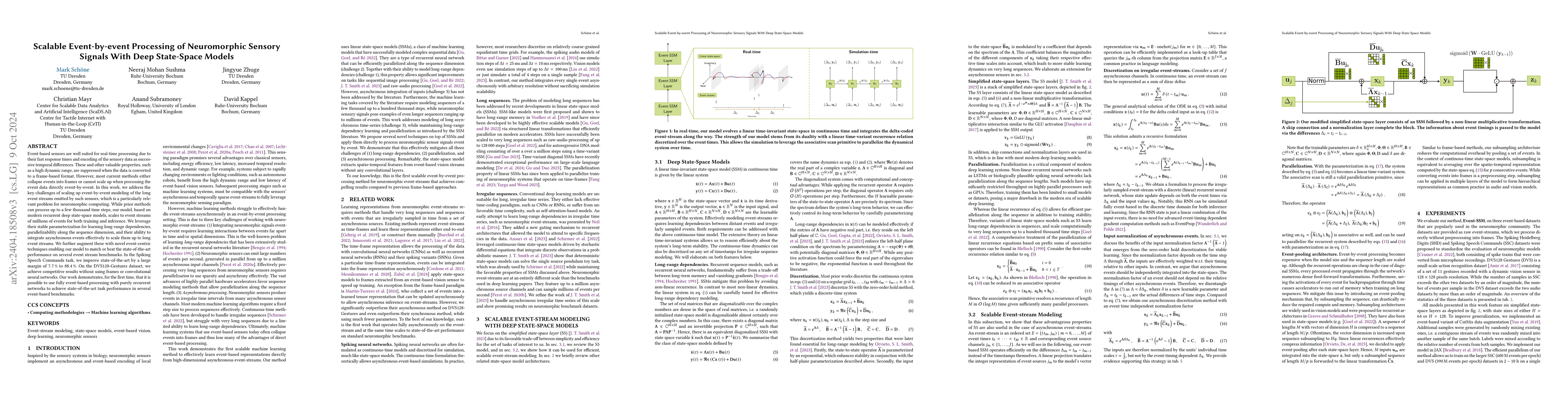 Thumbnail for Scalable Event-by-event Processing of Neuromorphic Sensory Signals With
  Deep State-Space Models