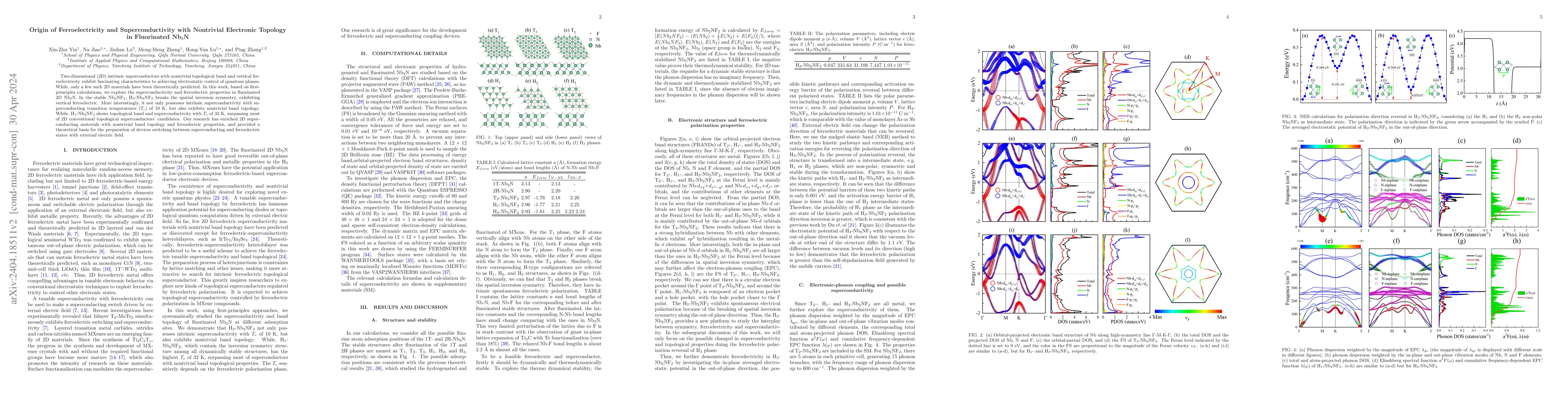 Thumbnail for Origin of Ferroelectricity and Superconductivity with Nontrivial
  Electronic Topology in Fluorinated Nb2N