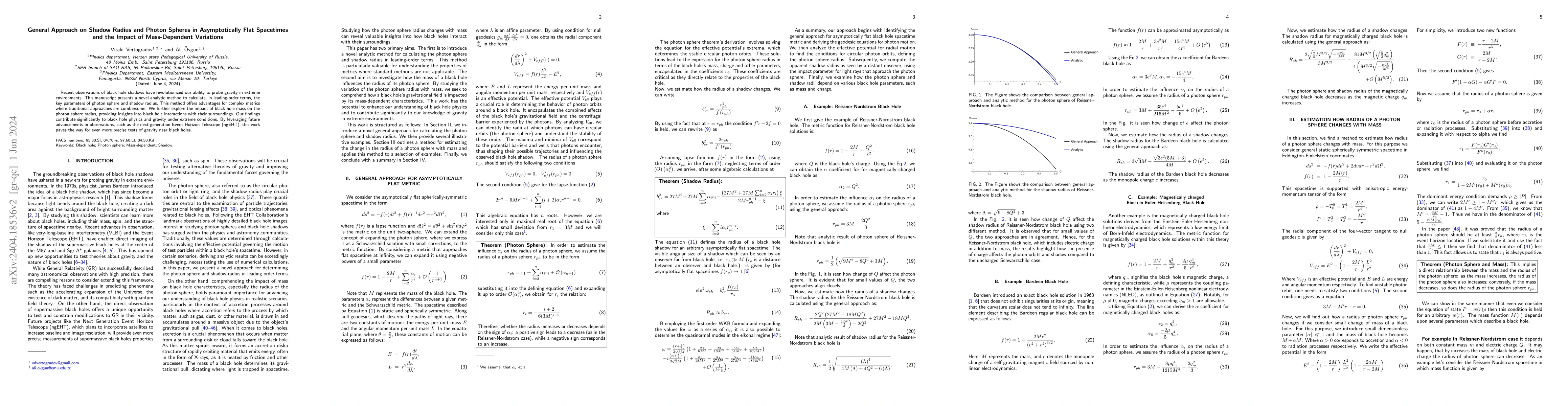 Thumbnail for General Approach on Shadow Radius and Photon Spheres in Asymptotically
  Flat Spacetimes and the Impact of Mass-Dependent Variations