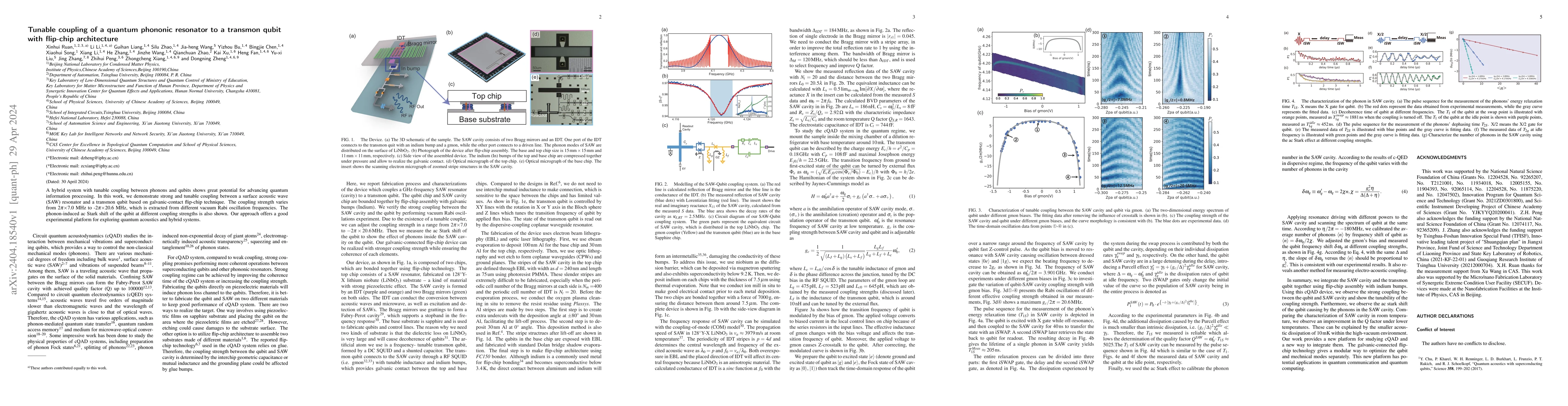 Thumbnail for Tunable coupling of a quantum phononic resonator to a transmon qubit
  with flip-chip architecture