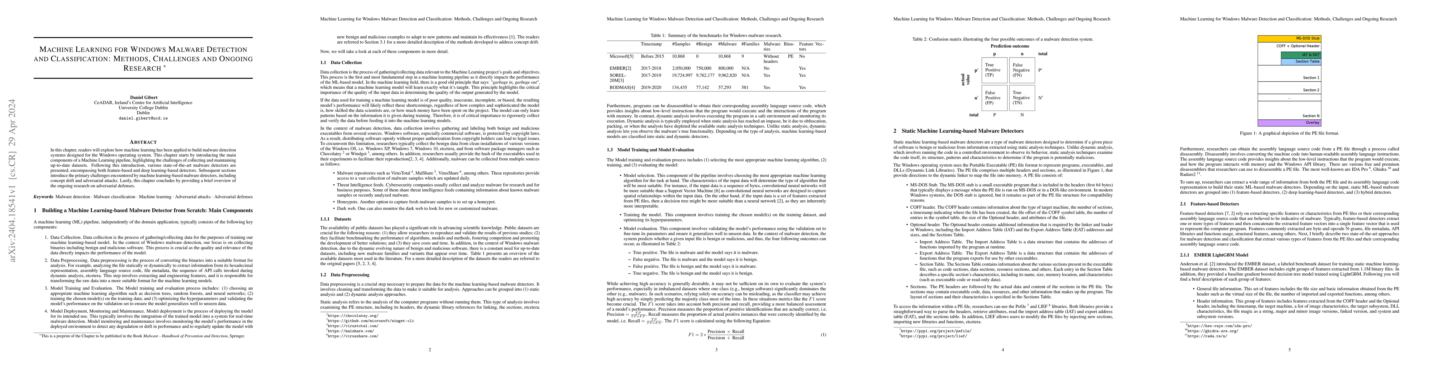 Thumbnail for Machine Learning for Windows Malware Detection and Classification:
  Methods, Challenges and Ongoing Research