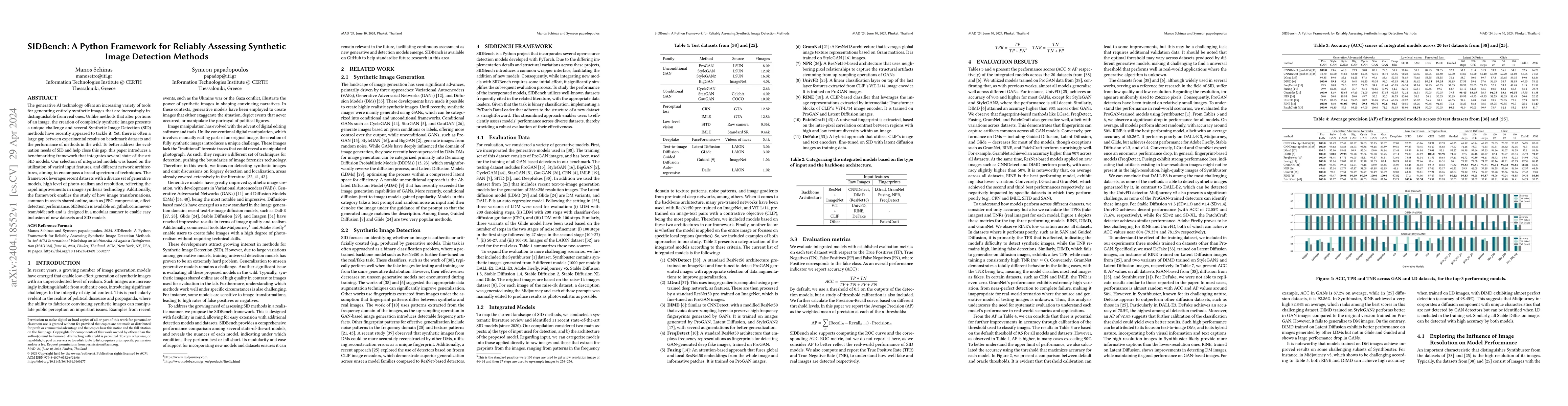 Thumbnail for SIDBench: A Python Framework for Reliably Assessing Synthetic Image
  Detection Methods